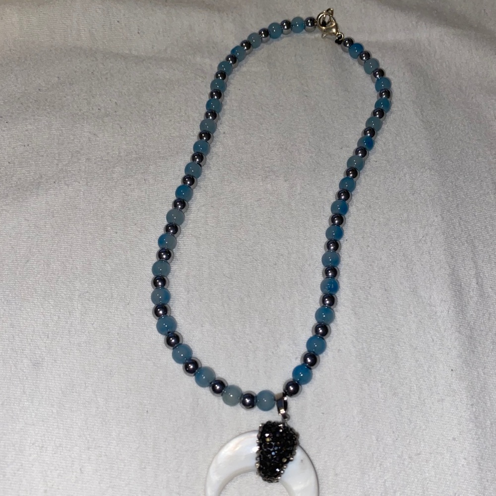 Blue and silver charm necklace - Picture 2 of 2